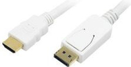 Kabllo HDMI LogiLink DisplayPort, 2m, e bardhë