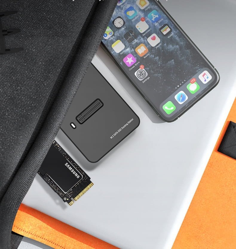 Adaptues për SSD M.2 NVMe SATA, USB C, 10Gbps, i zi
