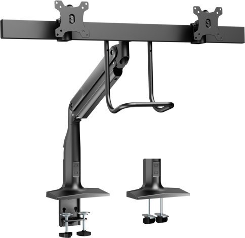 Mbajtëse monitorësh V7 Dual, për 2 monitorë deri 27", gas spring, e zezë