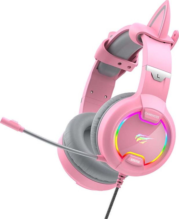 Kufje gaming Havit Gamenote H2233D, me mikrofon, RGB, rozë