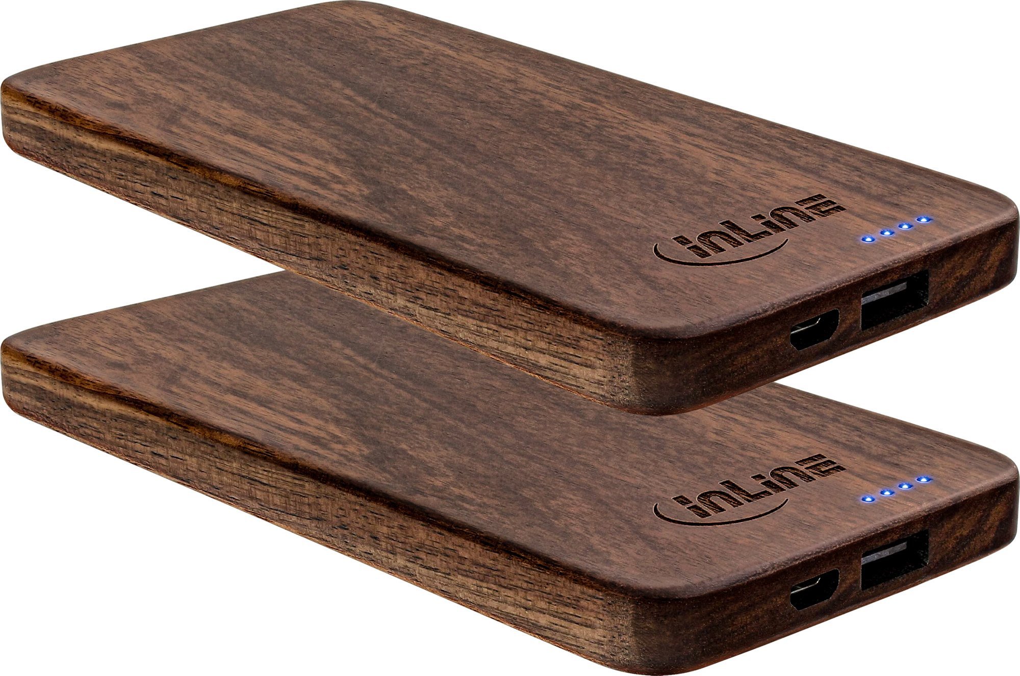Powerbank InLine Woodplate, 5000mAh, USB 5V 2.1A, me tregues LED, dru natyral arre