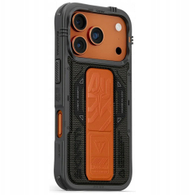 Mbulesë telefoni Skinarma Phantom për iPhone 17 Pro, MAG-Charge, grip stand, e zezë portokalli