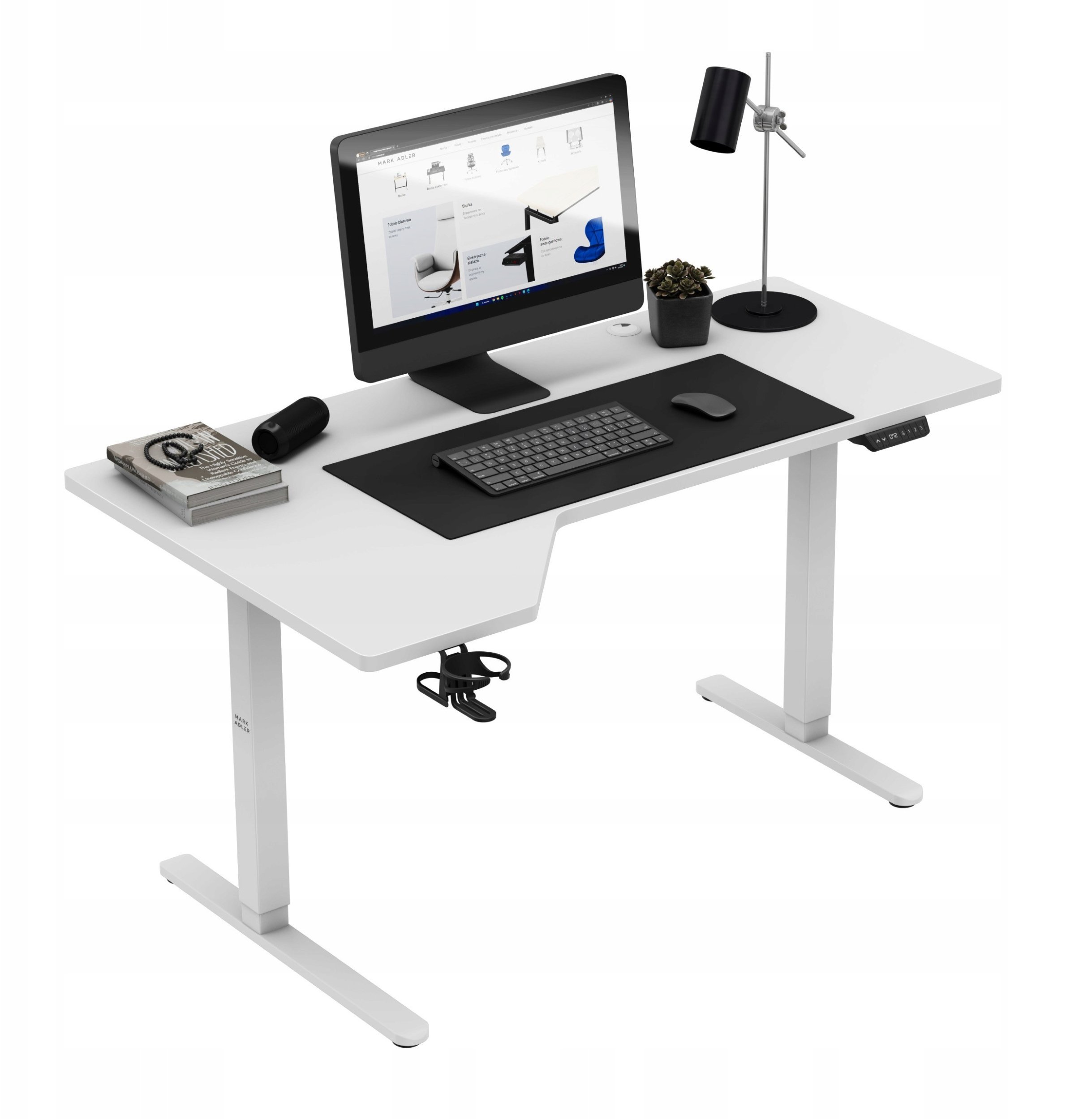 Tavolinë elektrike Mark Adler Leader 9.1, lartësi e rregullueshme, USB A dhe USB C, e bardhë