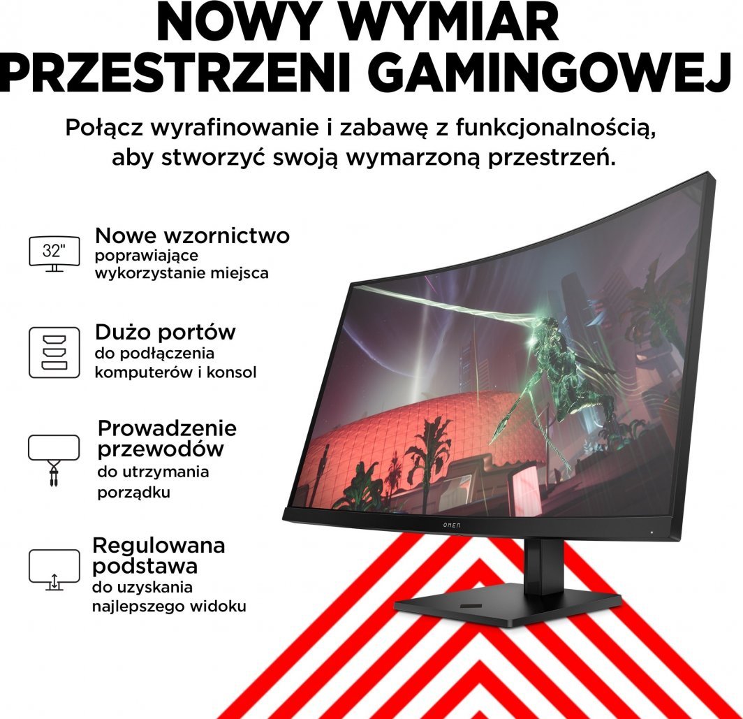 Monitor HP Omen 32c, 32", 2560 x 1440 (WQHD), i zi