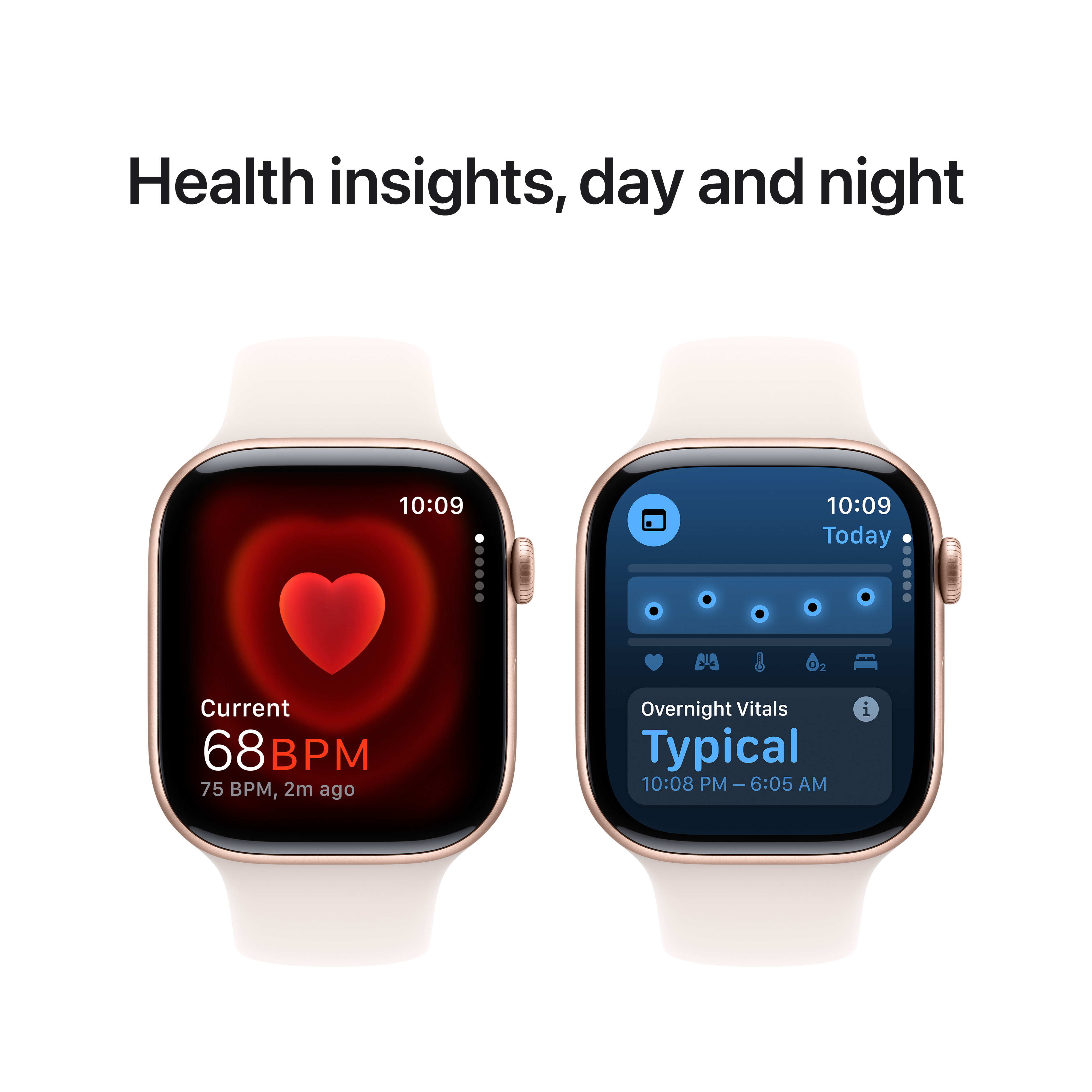 Apple Watch Series 10 GPS, 46mm, Rose Gold Aluminum Case with Light Blush Sport Band, S/M