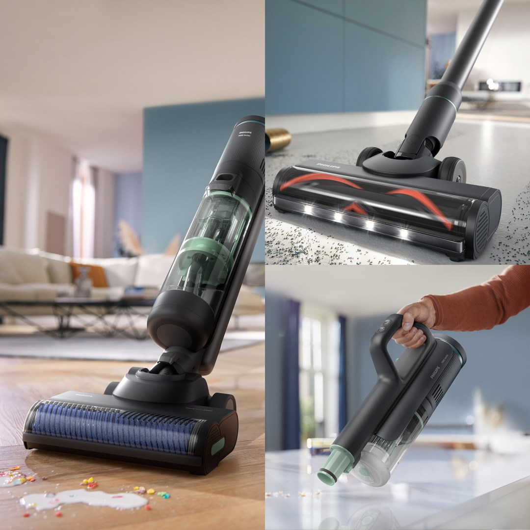 Fshesë me korrent Philips AquaTrio Cordless 7000 Series XW7263/11, pa kabllo, 3 në 1, gri