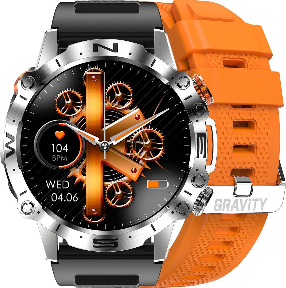 Smartwatch Mski Gravity GT20 4, ekran 1.43" AMOLED, thirrje Bluetooth, argjendtë