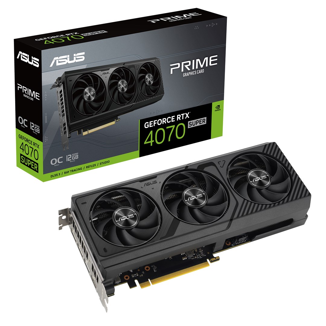 Kartelë grafike Asus GeForce RTX 4070 SUPER PRIME OC, 12GB, e zezë