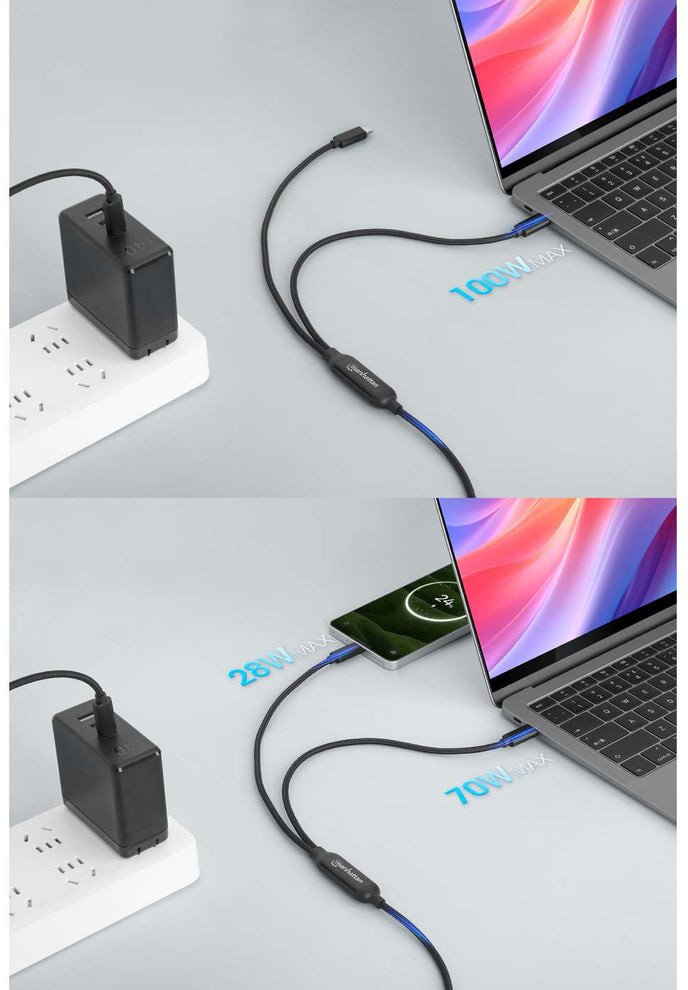 Kabllo karikimi Manhattan Dual USB C, 100W, 2m, e zezë