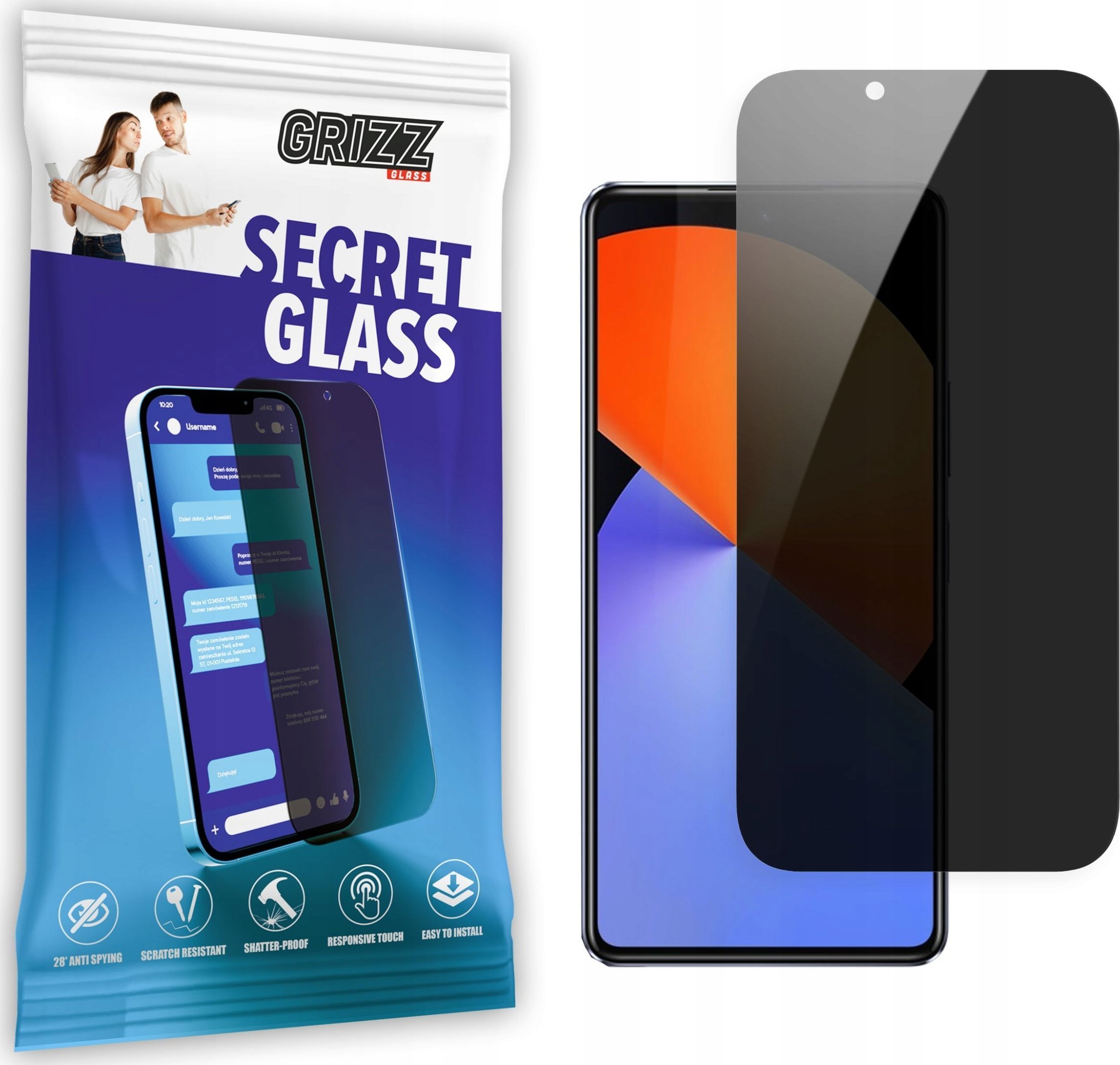 Xham mbrojtës matte GrizzGlass SecretGlass për Infinix Note 30 Pro, ekran i plotë, transparent