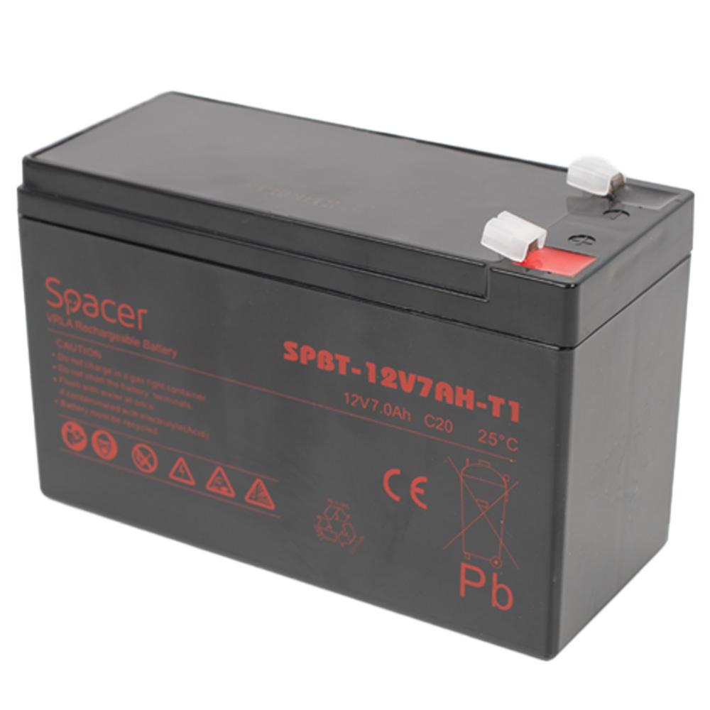 Bateri UPS Spacer SPBT-12V7AH-T1, 12V, 7Ah, e zezë