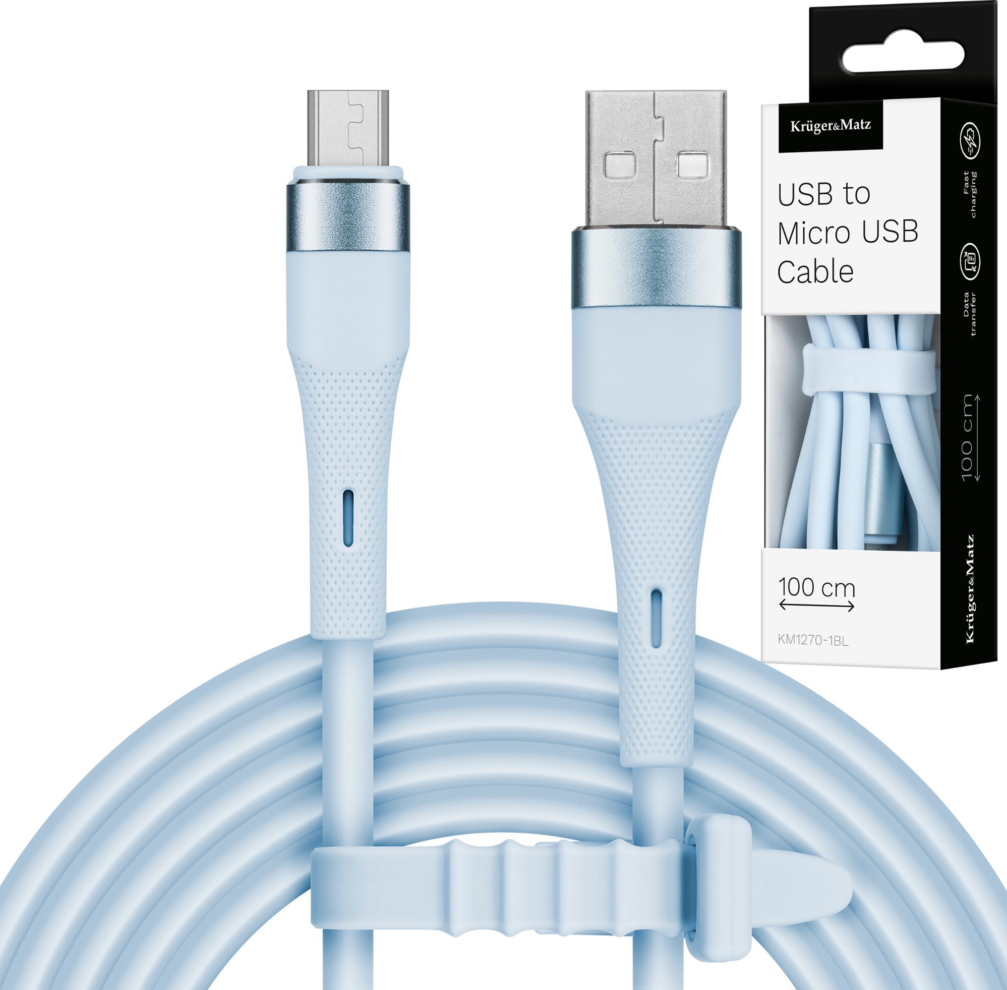 Kabllo USB në MicroUSB Kruger&amp;Matz Basic, 1m, silikon, blu