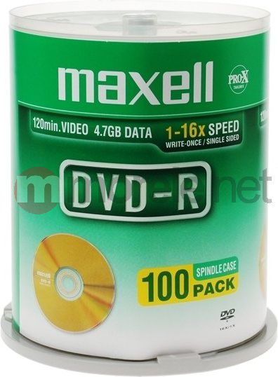 Set i disqeve DVD-R Maxell, 4.7GB, 16x, 100 copa