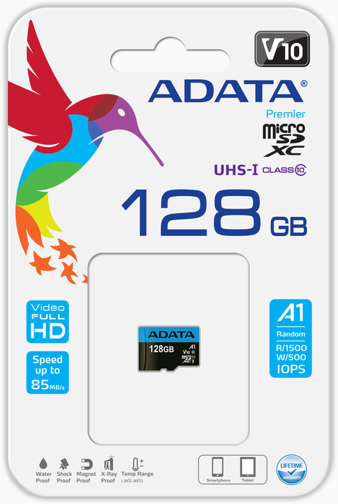 Kartë memorie ADATA Micro SDXC Premier, 128GB, 85MB/s, UHS-I A1 + përshtatës SD 
