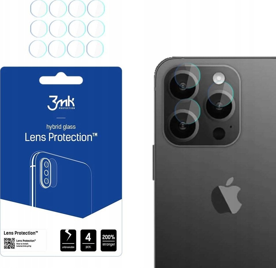 Mbrojtës xhami fleksibël lente 3MK, për iPhone 15 Pro, transparent