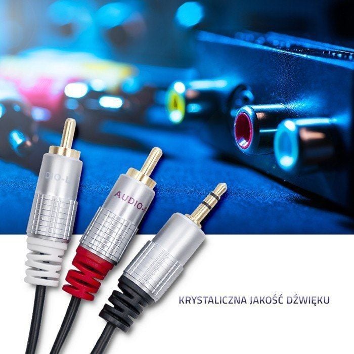Kabllo audio Qoltec Jack 3.5mm në 2x RCA, 2m, e zezë