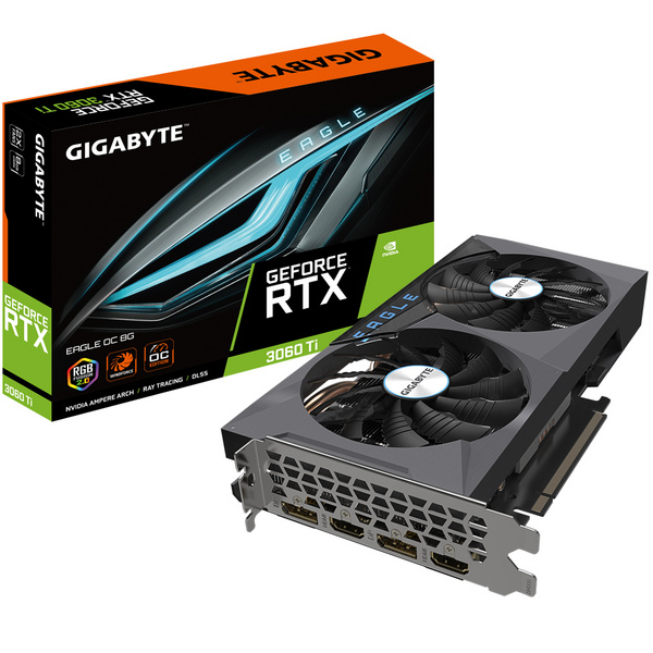 Kartelë grafike Gigabyte GeForce RTX 3060 Ti EAGLE OC 8G, 8GB GDDR6, 256-bit, e zezë