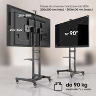 Stendë TV me rrota ONKRON TS1891-B, 50-90", VESA 800x600, deri 90 kg, e zezë