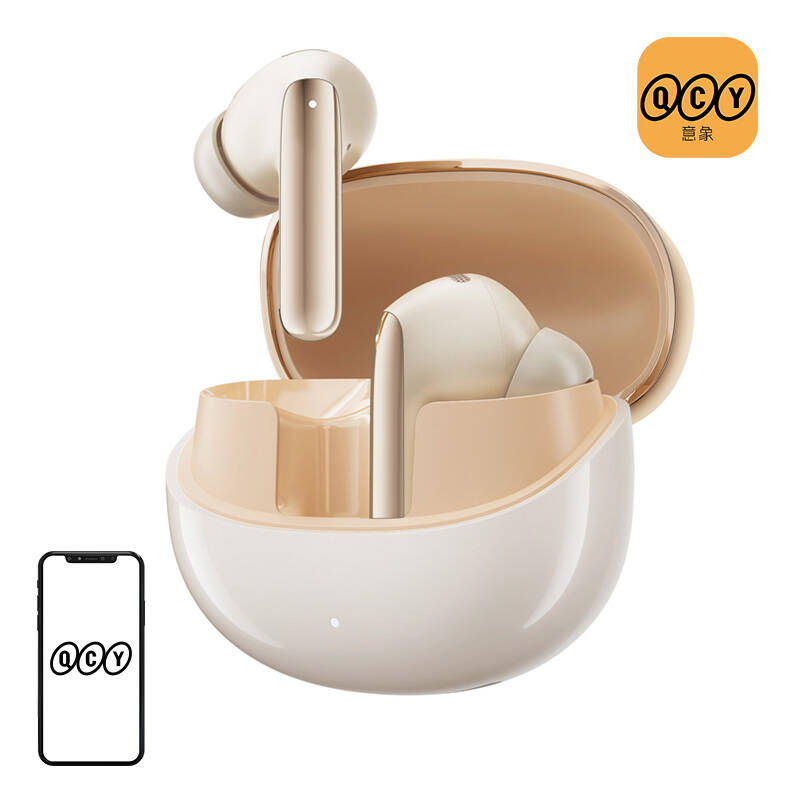 Kufje wireless QCY MeloBuds Pro, Hybrid ANC 46dB, Hi-Res LDAC, ngjyrë gold