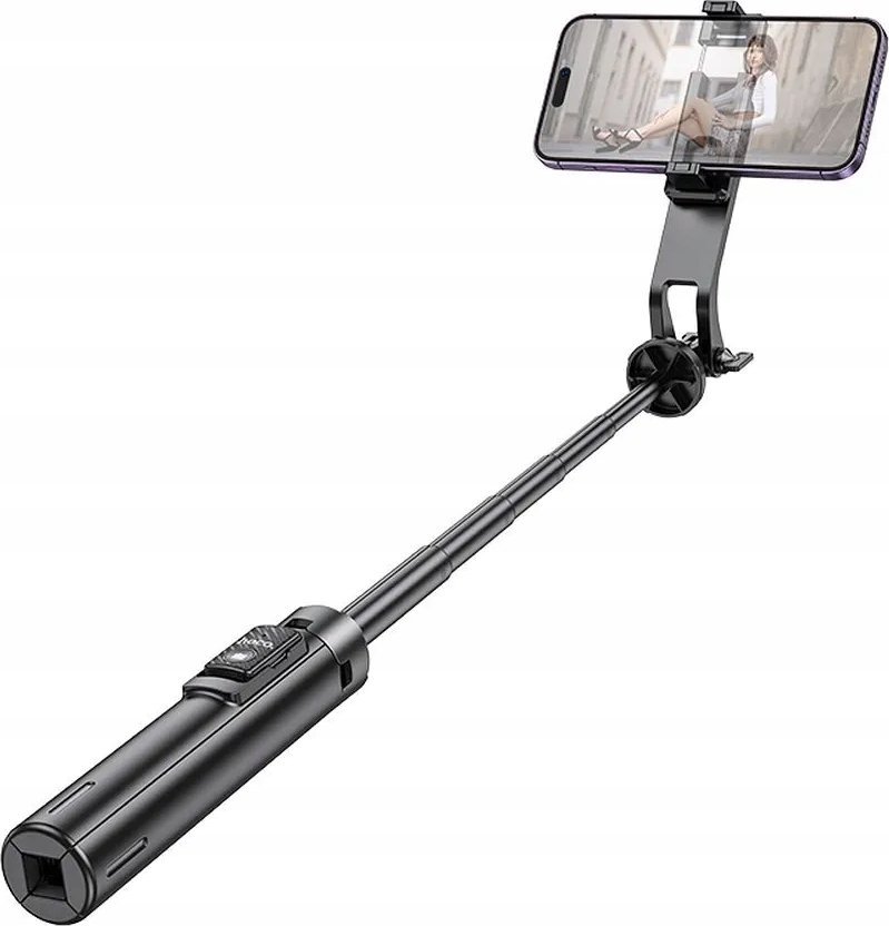 Selfie stick Hoco K21, tripod i zgjatueshëm, Bluetooth, aliazh alumini, i zi