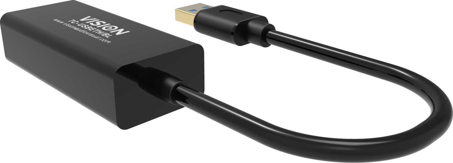 Adapter rrjeti Vision TC-USBETH BL, USB në Ethernet RJ45, 10 100 Mbps, i zi