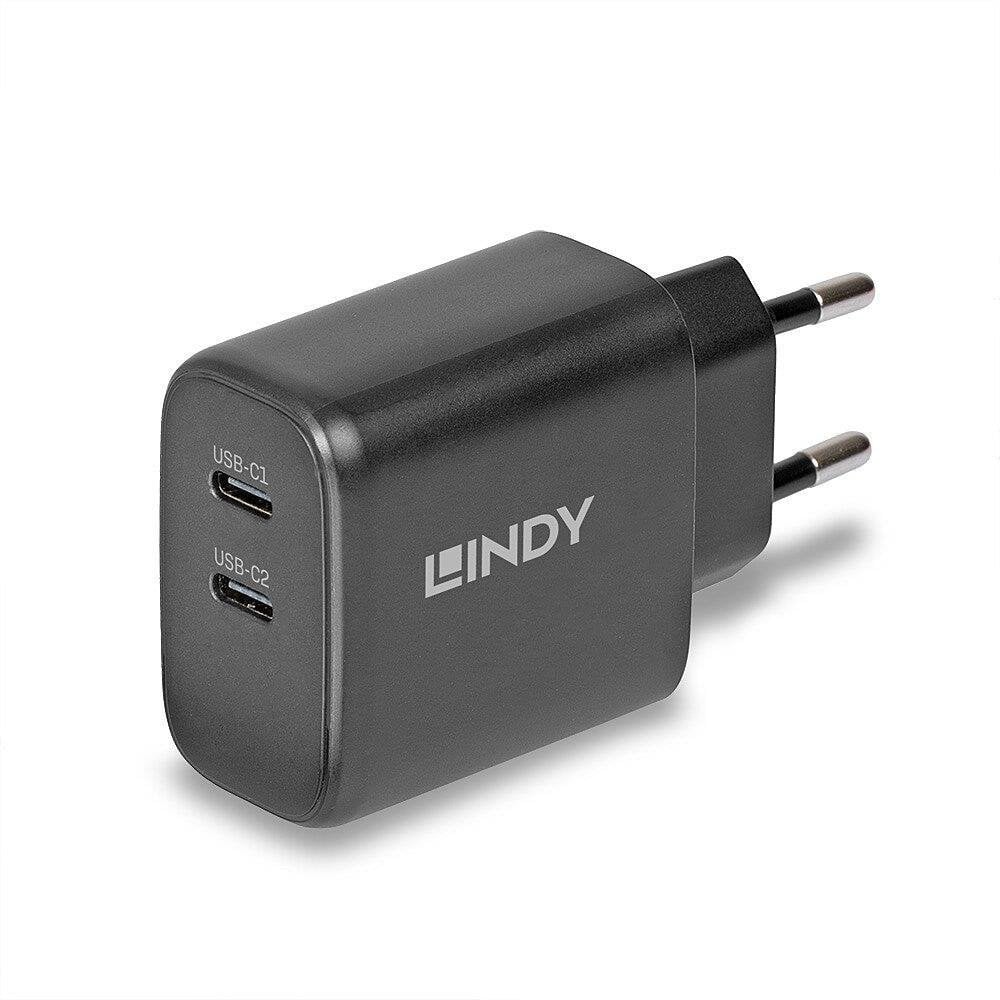 Karikues USB Lindy 65W GaN, 2x USB Type C, i bardhë