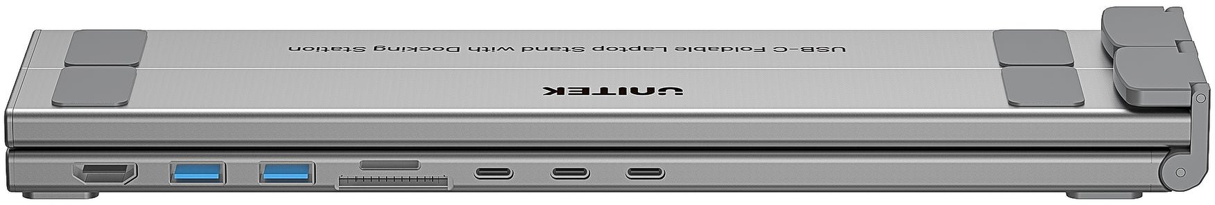 Qëndrim laptopi Unitek Adjustable, USB C/A hub, HDMI 2.0, PD 100W, argjendtë