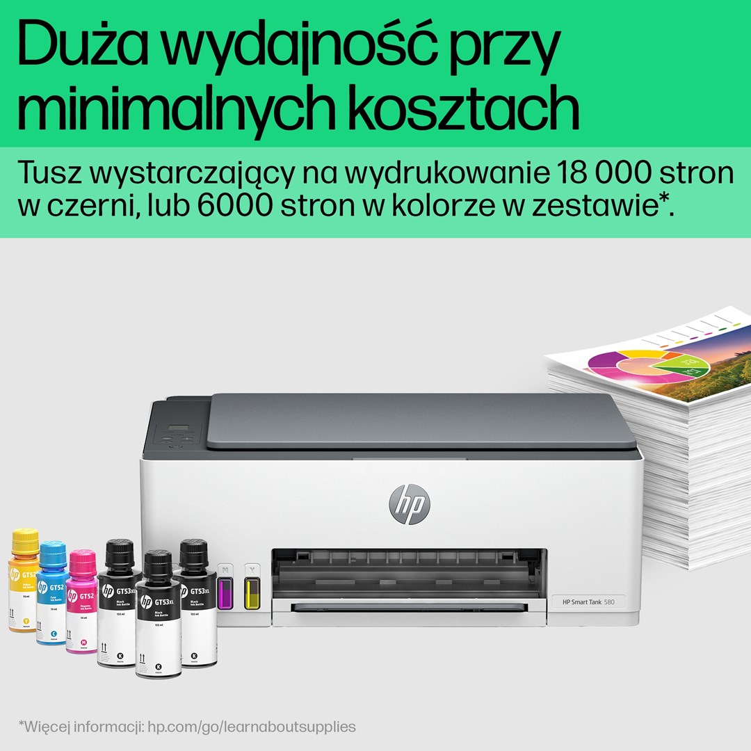 Printer multifunksional HP Smart Tank 580, Inkjet termal, i hirtë