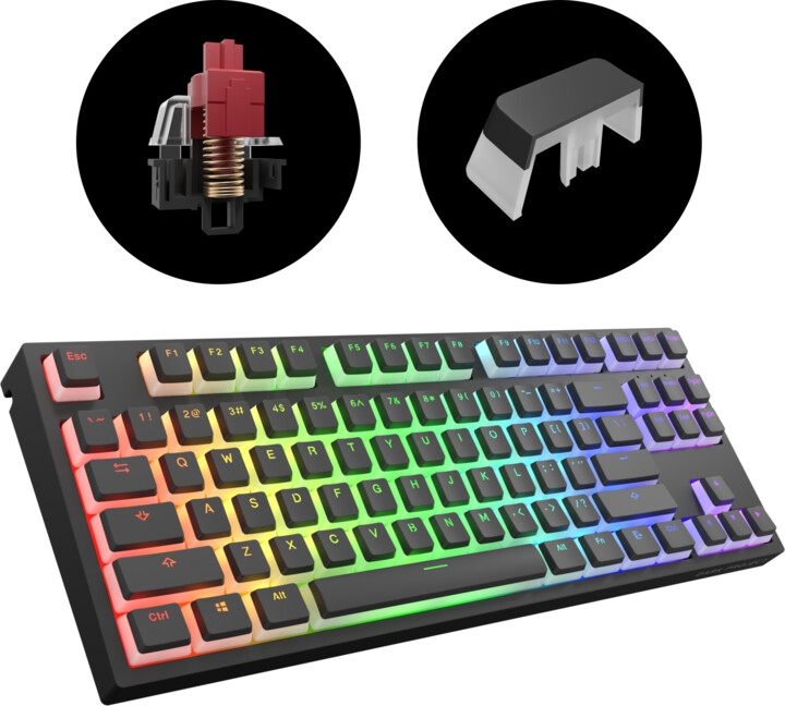 Tastierë Dark Project KD87A Pudding, Gateron Optical Red, US