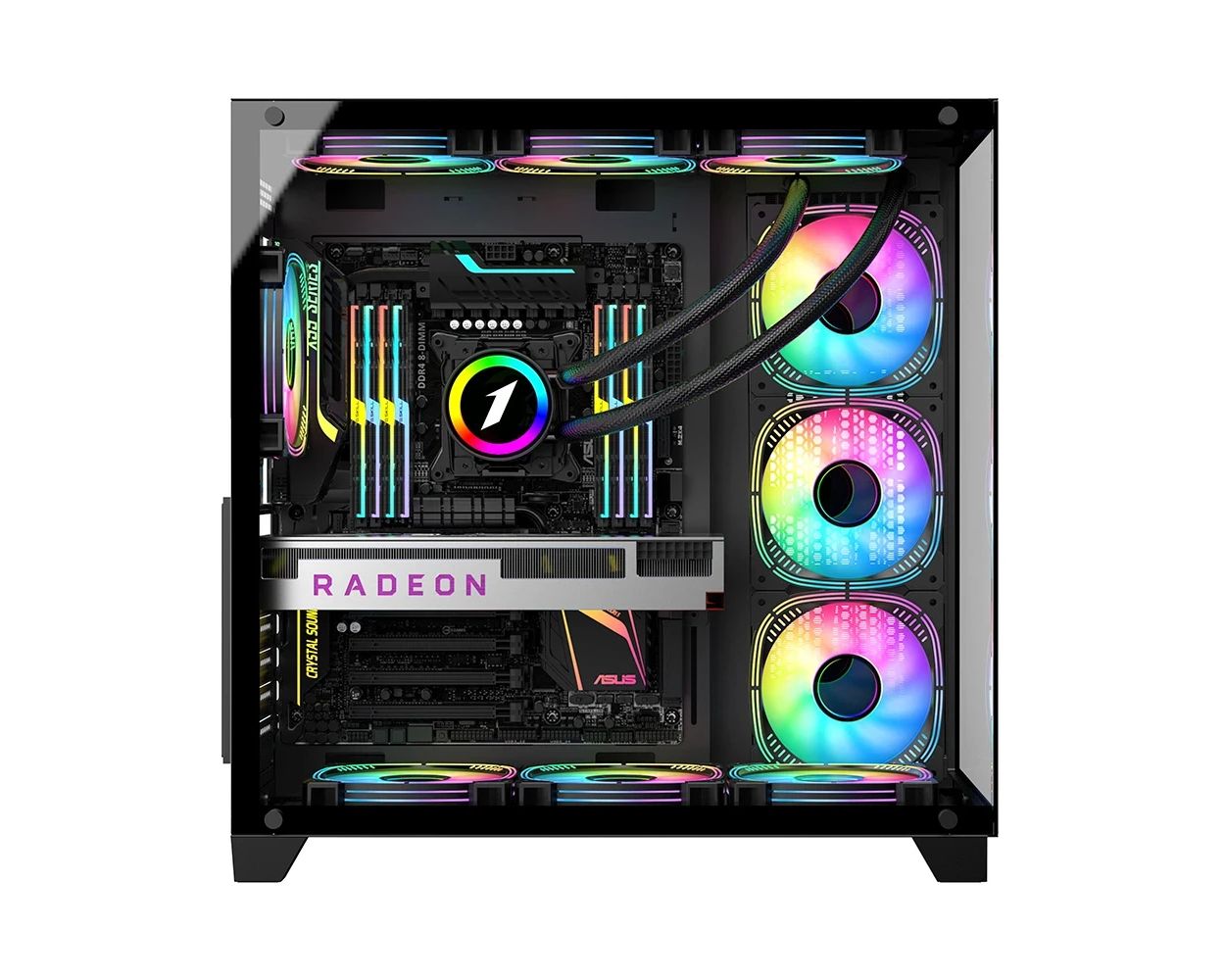 Kasa kompjuteri 1stPlayer MEGAVIEW MV8, ATX Middle Tower, xham i temperuar, e zezë