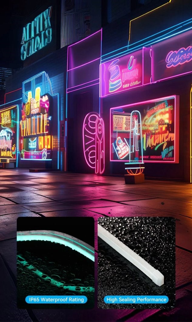 Декоративна LED лента Vention Neon Light Strip, 2m, USB 5V, со далечински управувач, IP65, повеќебојна