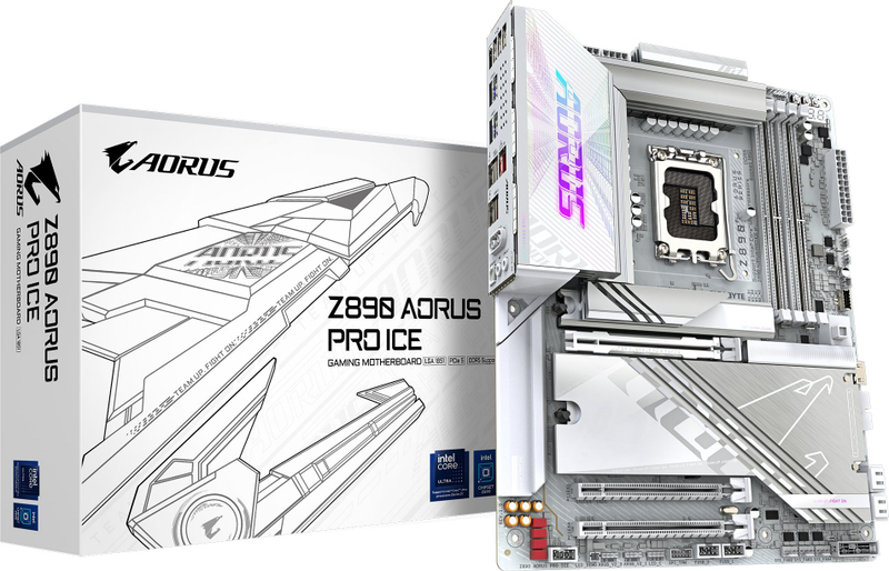Pllakë amë GIGABYTE Z890 AORUS PRO ICE, DDR5 deri 9500MHz, PCIe 5.0, e bardhë