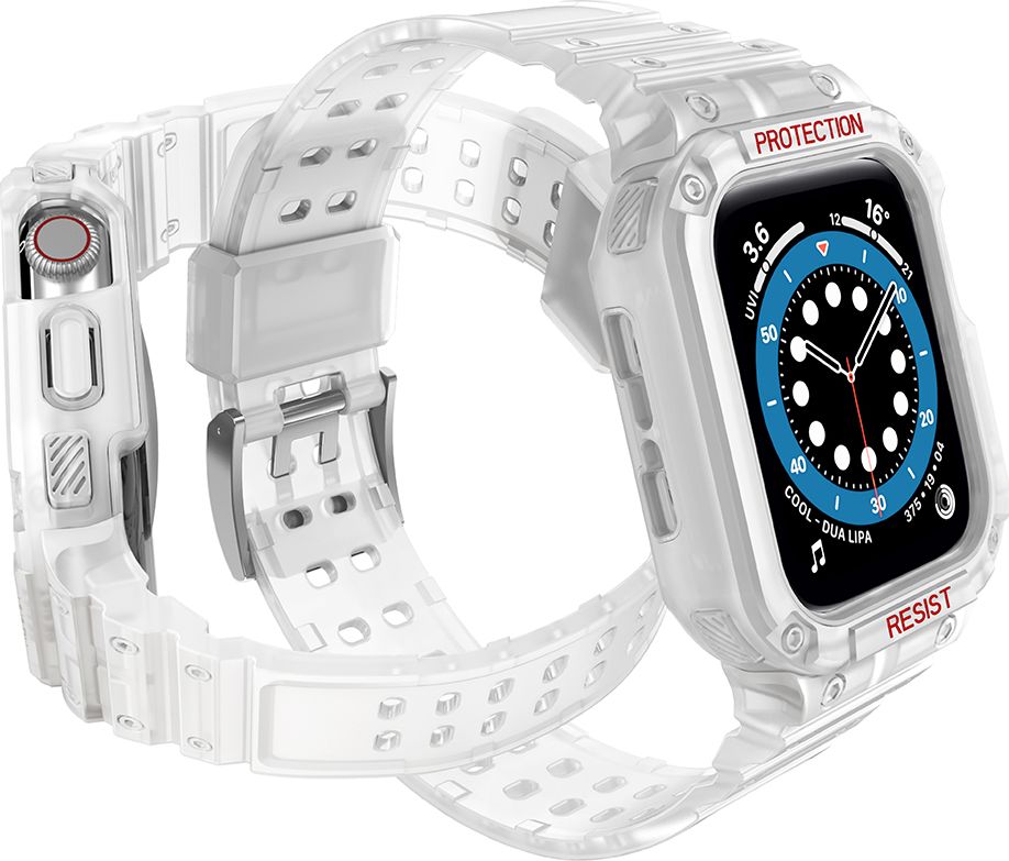 Rrip me kasë mbrojtëse Hurtel Protect për Apple Watch 7 6 5 4 3 2 SE, 45 44 42mm, i bardhë