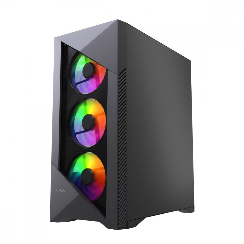 Kutia kompjuterike Gembird Fornax 900 ARGB, midi tower, 4 ftohës ARGB, e zezë