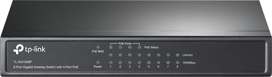 Ndërprerës TP-Link TL-SG1008P, 8 porte, i zi