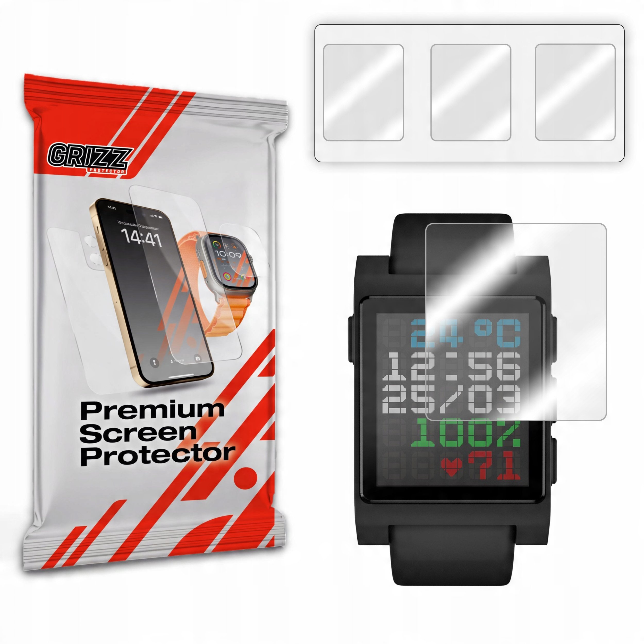 Folie mbrojtëse hydrogel për orë Pebble Core Time 2, set 3 copë, transparente