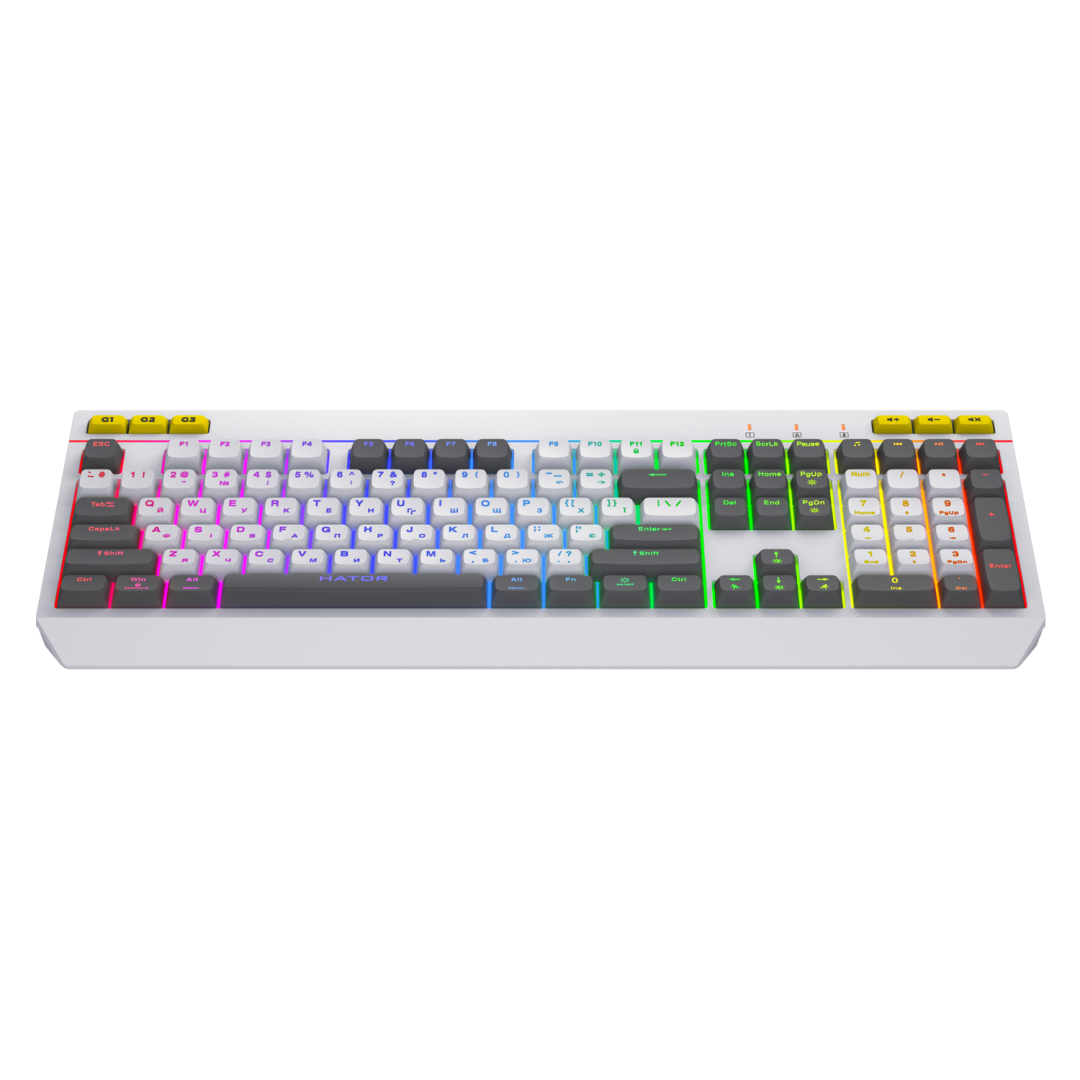 Tastierë gaming Hator Icefall, me kabllo, RGB, e bardhë