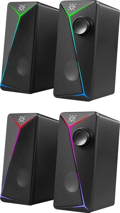 Звучници за персонален компјутер Defender J5 2.0, 6W, USB, со ЛЕД, црни