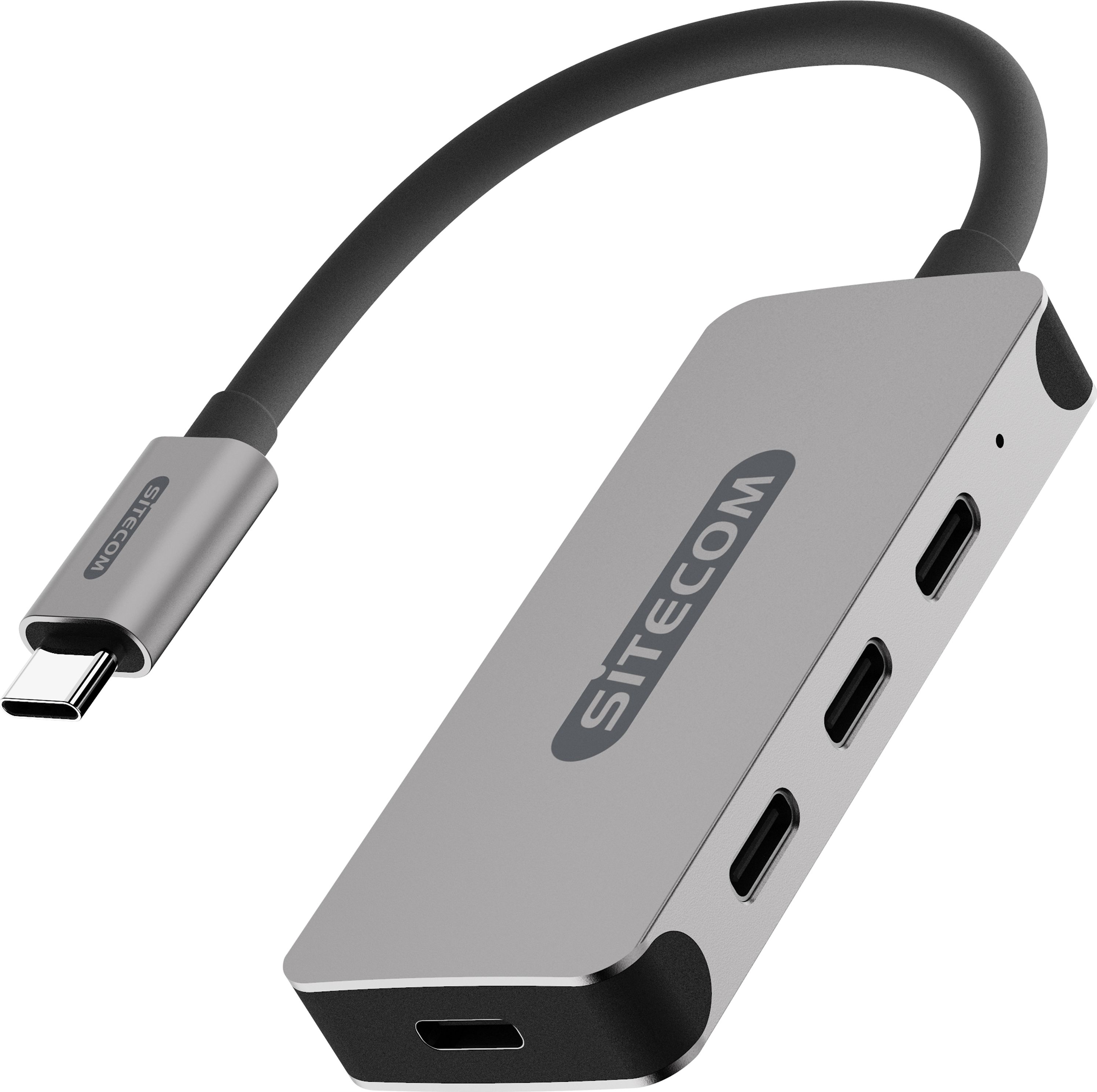 HUB USB SITECOM CN-385, 4x USB-C 3.1 Gen1, i hirtë