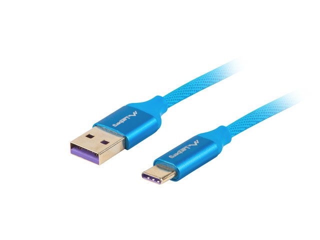 Kabllo Lanberg, USB A / USB C, 0.5 m, e kaltër