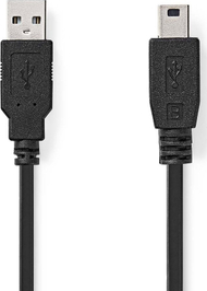 Kabull USB Nedis USB 2.0, USB A në USB Mini B 5 pin, 1m, i zi