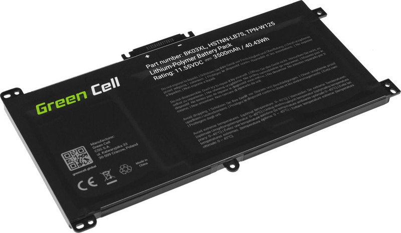 Bateri laptopi Green Cell BK03XL për HP Pavilion x360 14-BA, litium polimer, e zezë