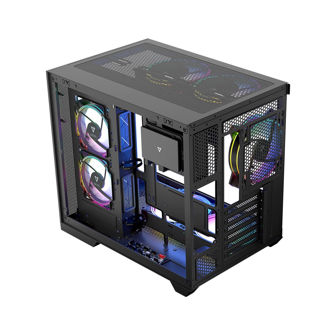 Kuti gaming Modecom Volcano Panorama Apex ARGB 3F, ATX, me xham të temperuar, gri