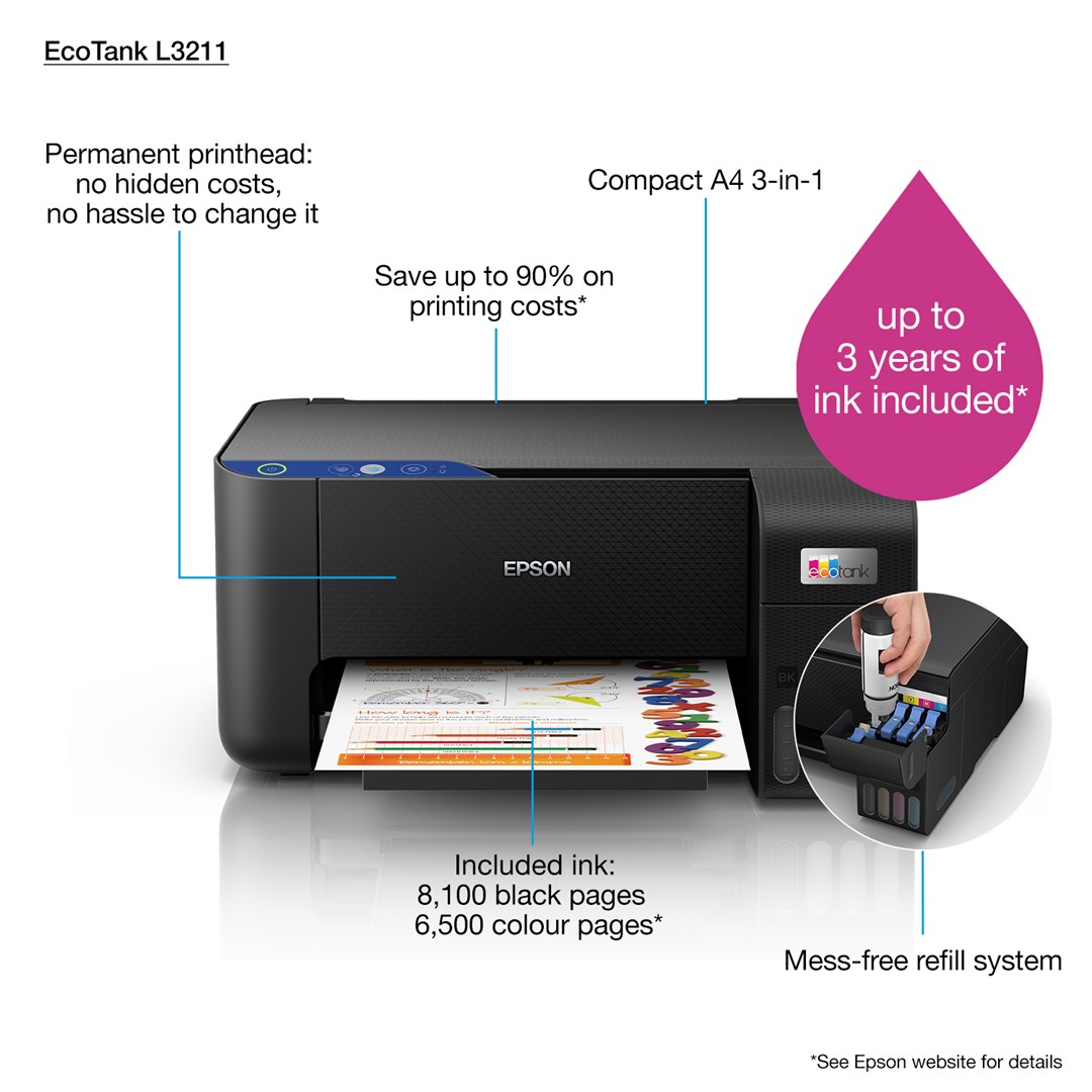 Printer multifunksional Epson L3211, Inkjet, i zi