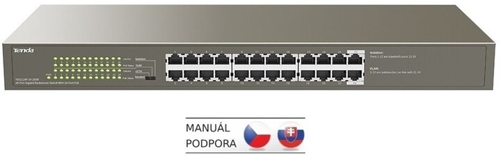 Switch Tenda TEG1124P-24-250W - 24x100 / 1000 + 2xRJ45 / SFP, metal, rack, PoE (225W)