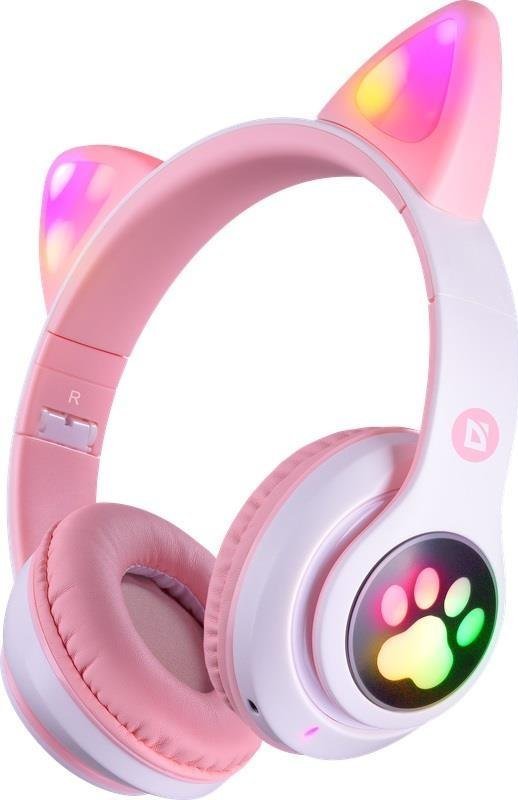 Kufje Bluetooth Defender FreeMotion B585 Cat Ears, me mikrofon, LED, rozë