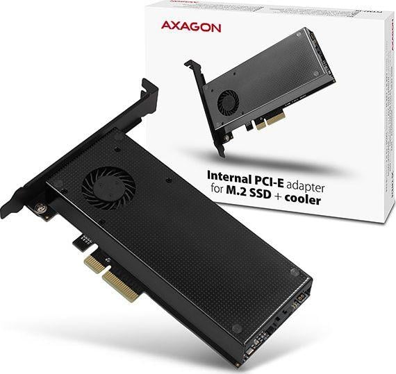 [OUTLET] Përshtatës Axagon PCI-E x4 to 2x M.2 NVMe dhe ftohje aktive SATA