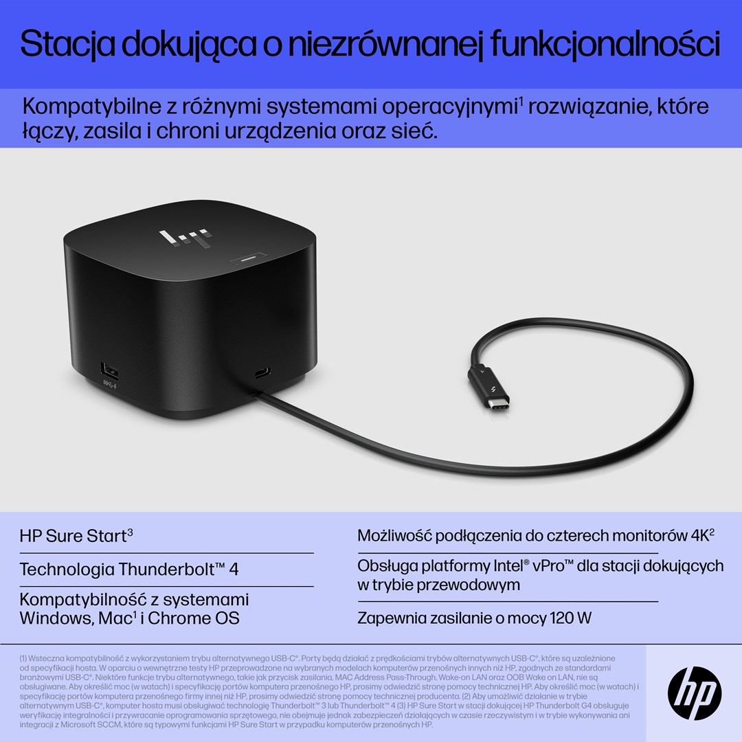 Stacion lidhës HP Thunderbolt G4, 4K, 100W, Thunderbolt 4, i zi