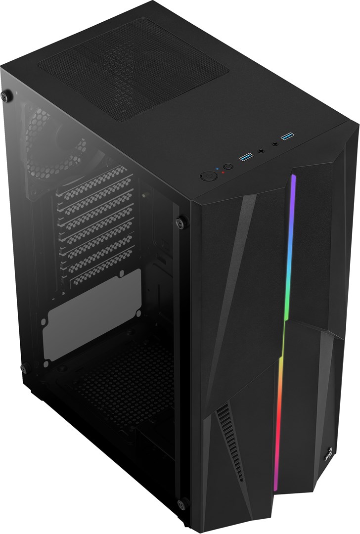 Kullë kompjuteri Aerocool Mecha ACCM-PV28013.11, xham i temperuar, RGB, e zezë