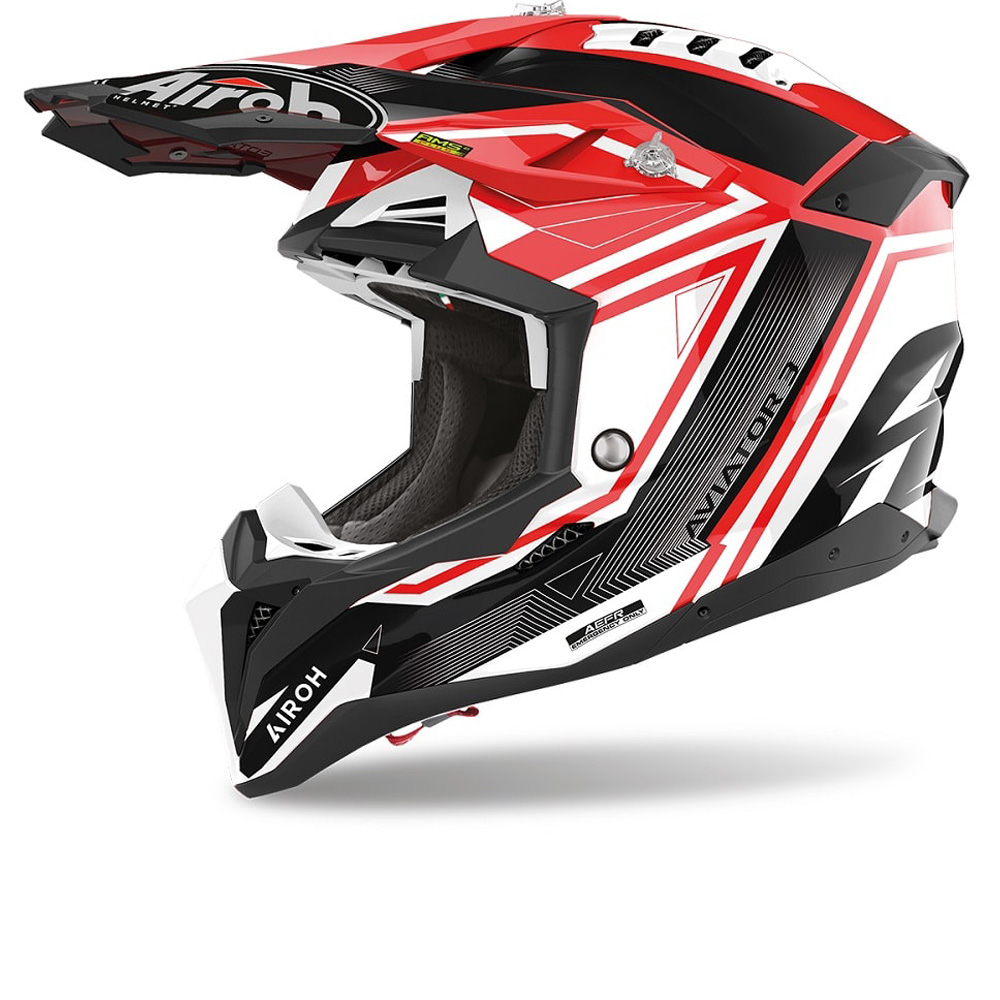 Helmeta motocross Airoh Aviator 3 League, përmasa M, e kuqe
